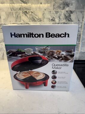Hamilton Beach Red Quesadilla Maker with Black Interior Nonstick Plates